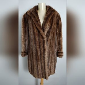 Vintage Genuine Beaver Fur Jacket Coat Womens XL